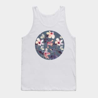 Butterflies and Hibiscus Flowers - a painted pattern Tank Top